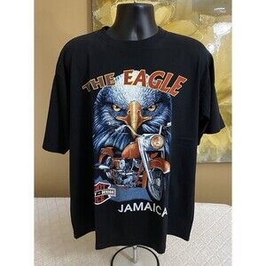 Vintage Hot Ice The Eagle Motorcycle Jamaica Graphic Print 2 Sided Tee Men’s XL